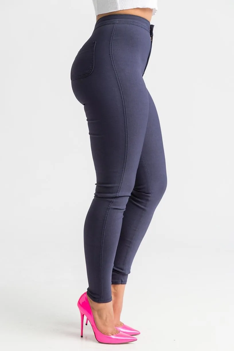 $15.99 Super Swank High Waist Stretchy Jeans - Navy Blue