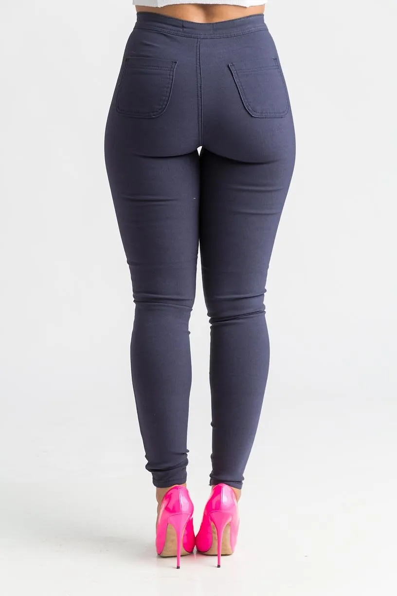 $15.99 Super Swank High Waist Stretchy Jeans - Navy Blue