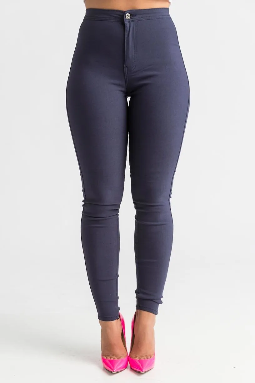 $15.99 Super Swank High Waist Stretchy Jeans - Navy Blue