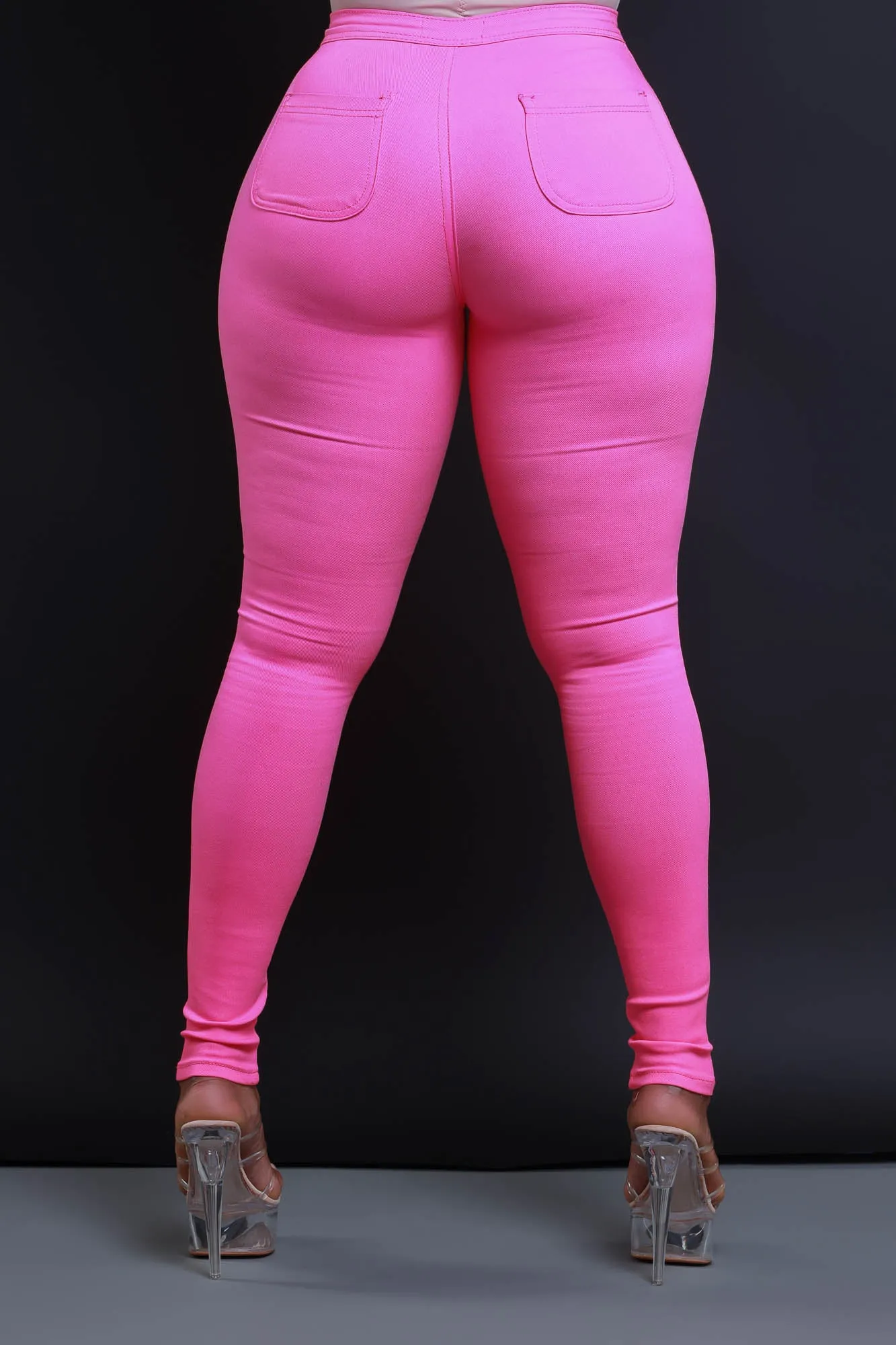 $15.99 Super Swank High Waist Stretchy Jeans - Neon Pink