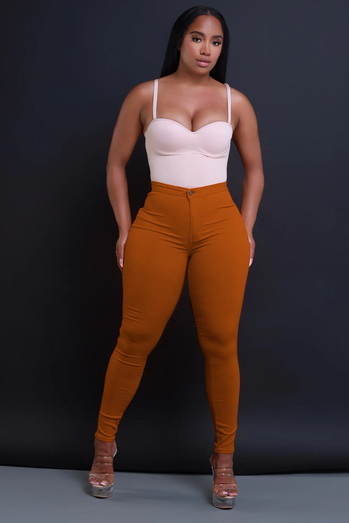 $5 Super Swank High Waist Stretchy Jeans - Caramel