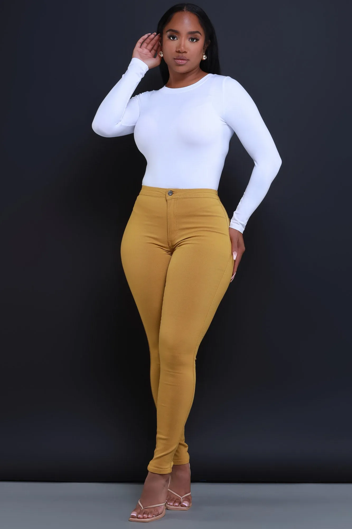 $5 Super Swank High Waist Stretchy Jeans - Mustard