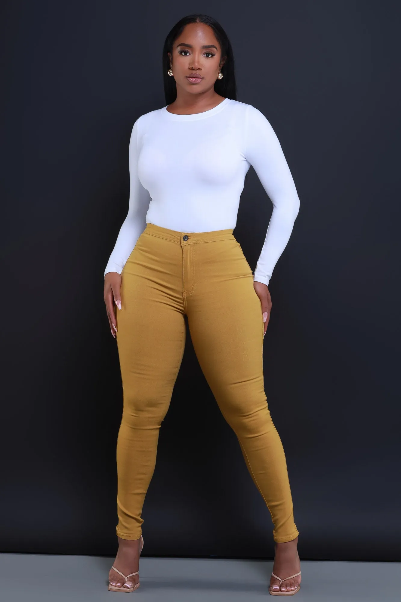 $5 Super Swank High Waist Stretchy Jeans - Mustard