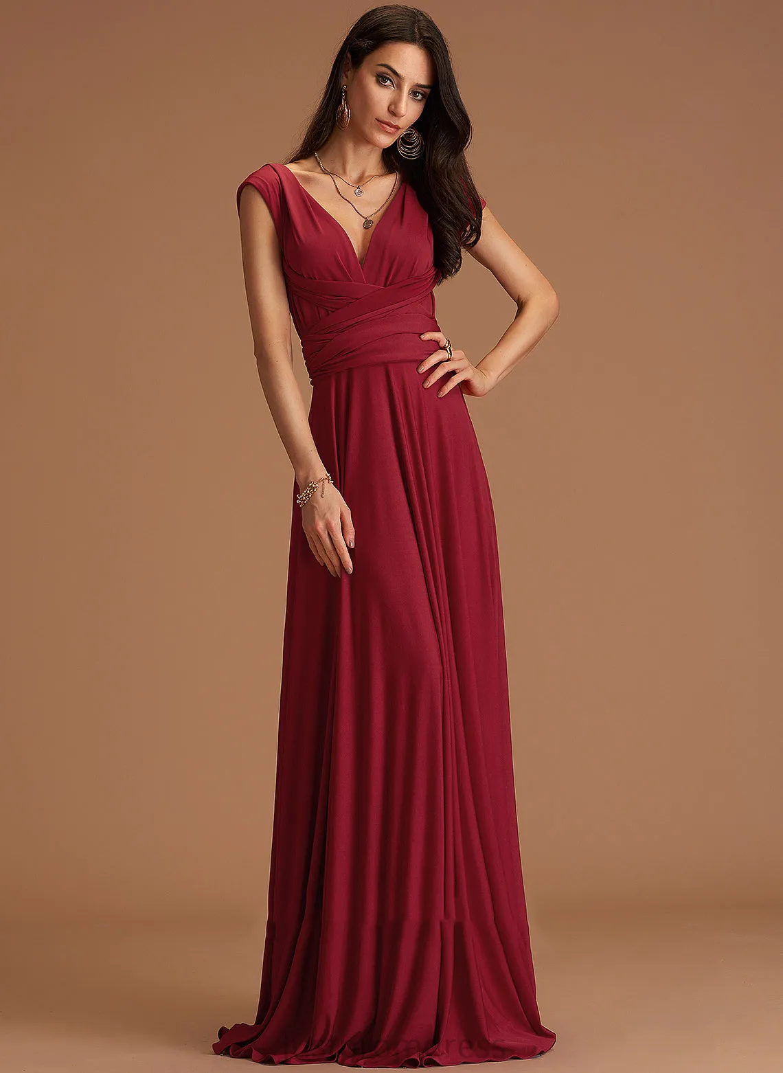 A-line Formal Dresses Jersey Sydnee Dresses V-Neck