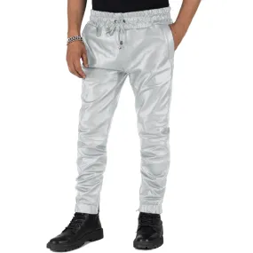 Aethor Men's White Leather Jogger Pants