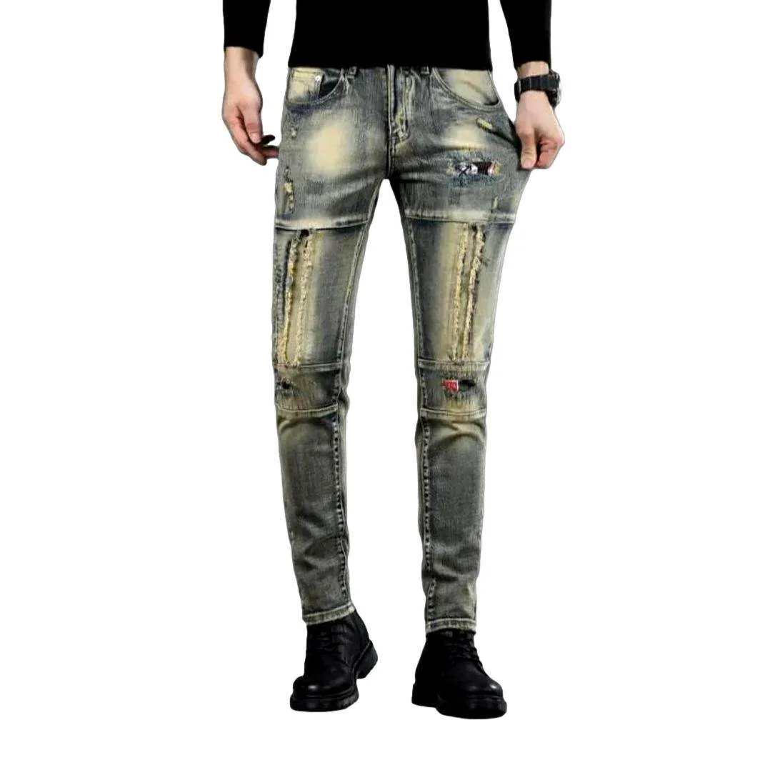 Aged stretchy men jeans