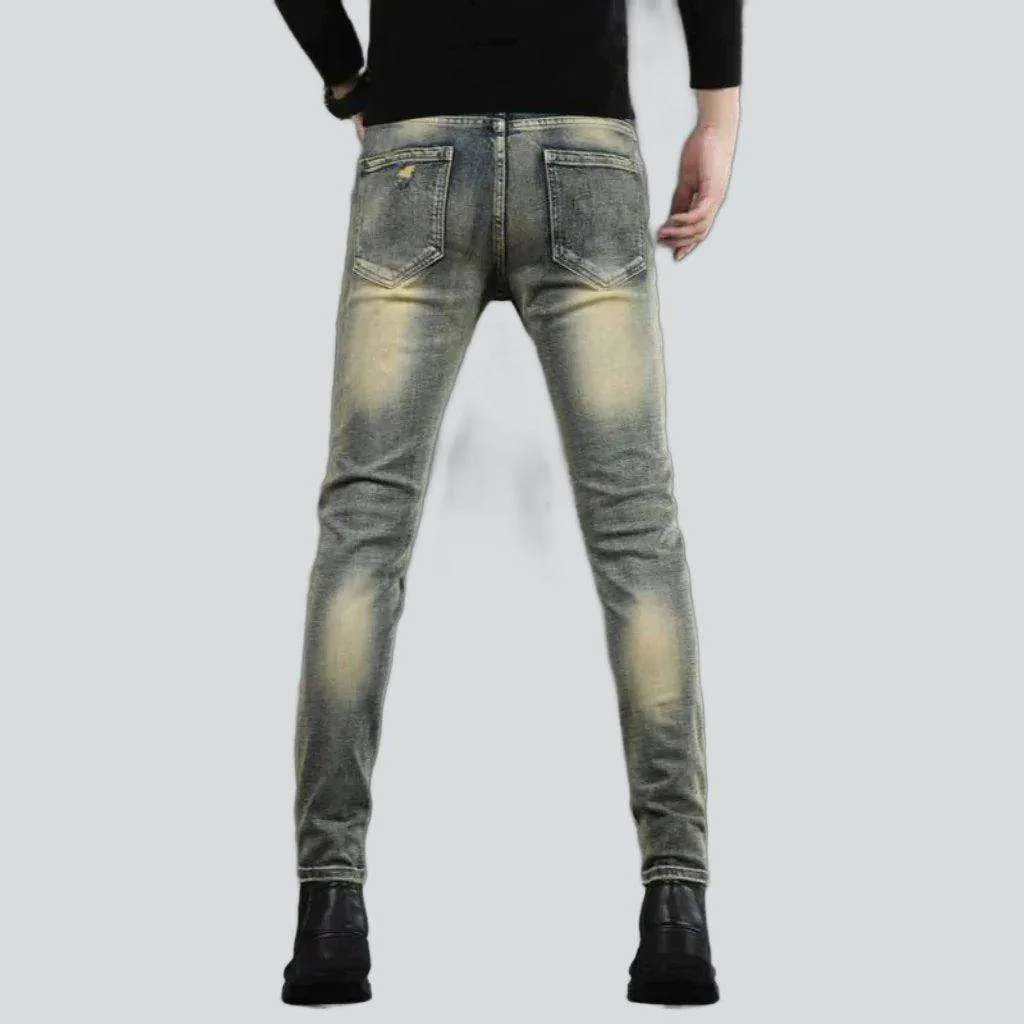 Aged stretchy men jeans