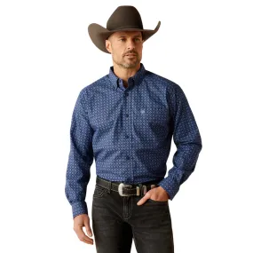 Ariat Men's Talon L/S Classic Fit Western Button Down Shirt in Dark Blue Geometric Floral (Available in Tall Sizes)