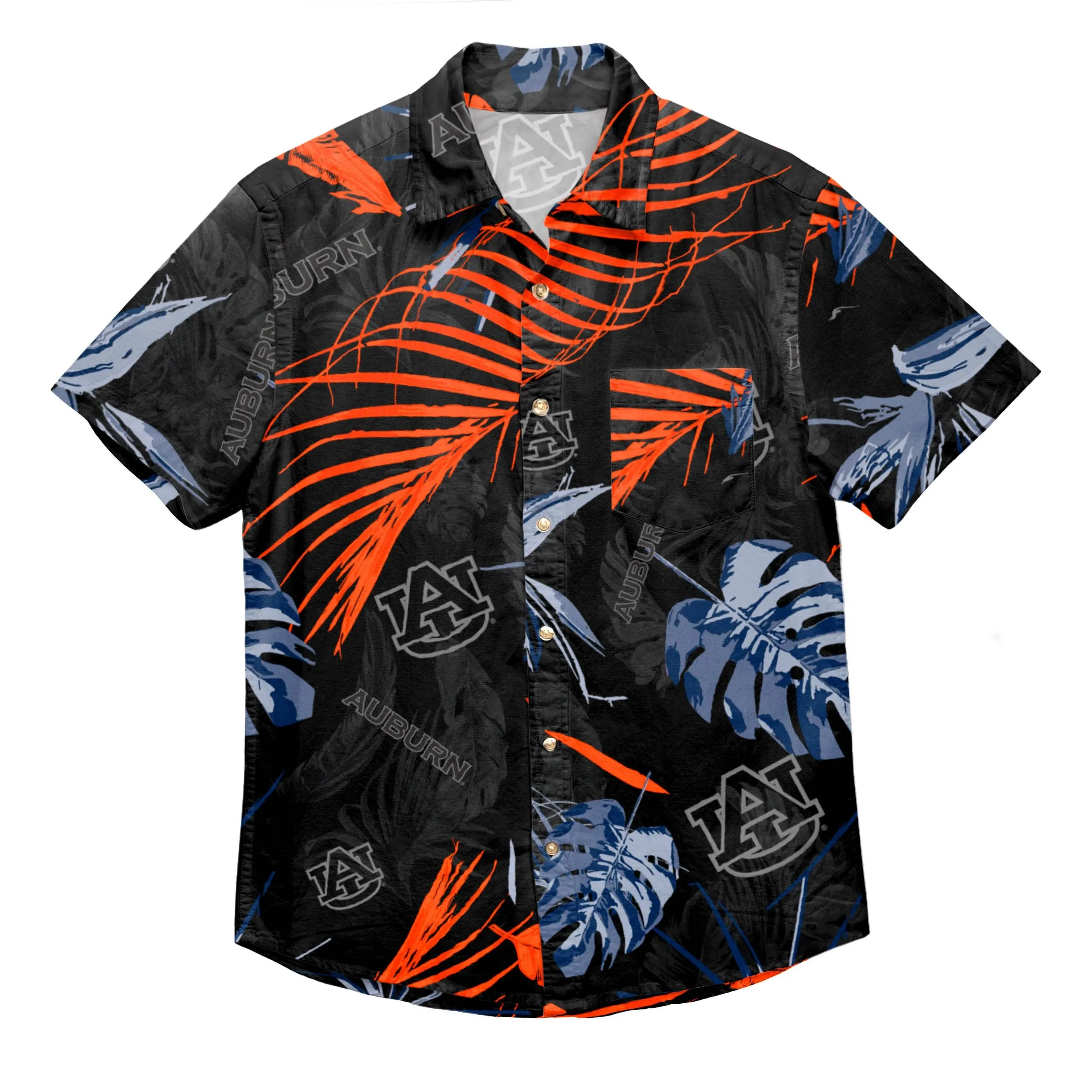 Auburn Tigers NCAA Mens Neon Palm Button Up Shirt