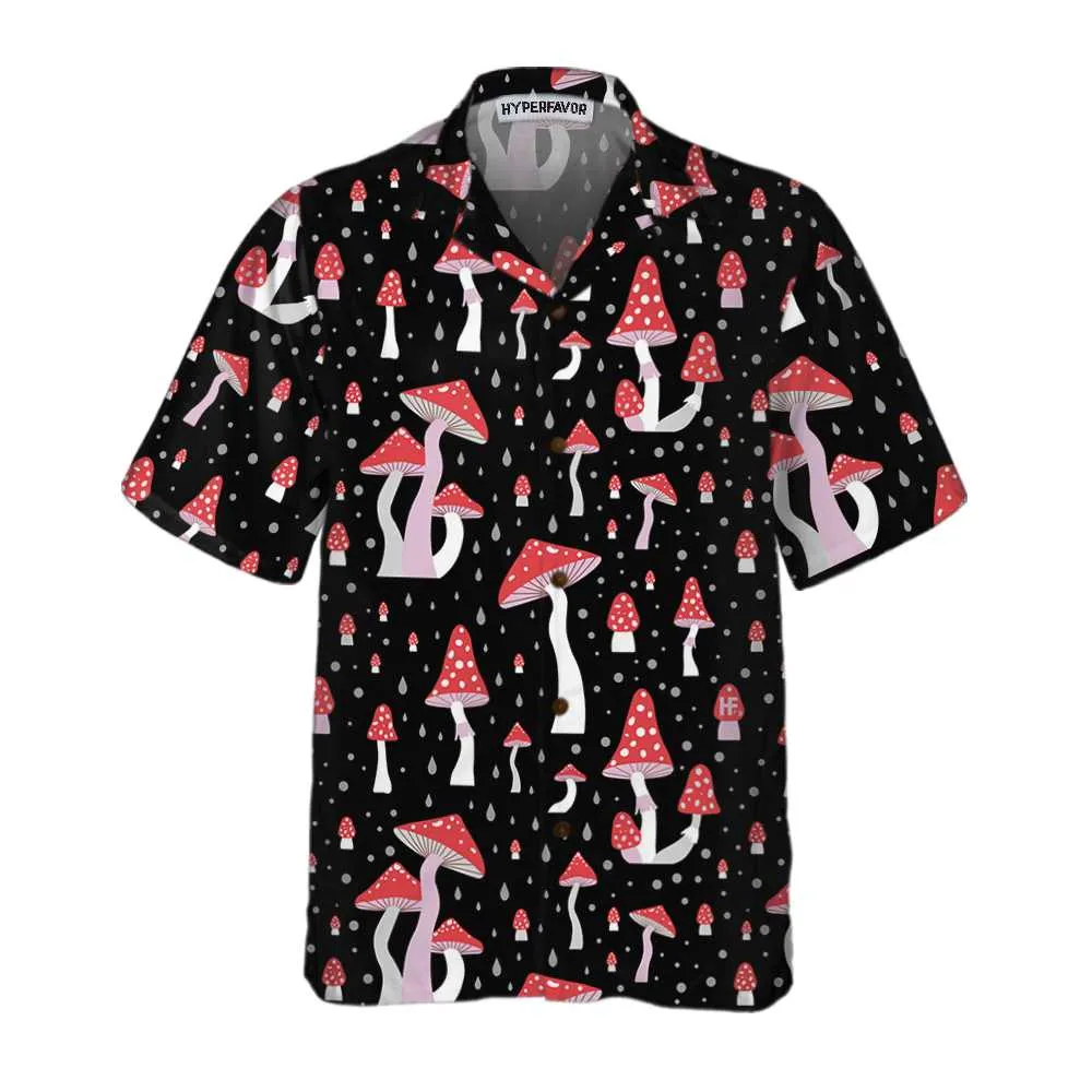 Beautiful Mushroom Hawaiian Shirt, Unique Mushroom Shirt, Mushroom Print Shirt