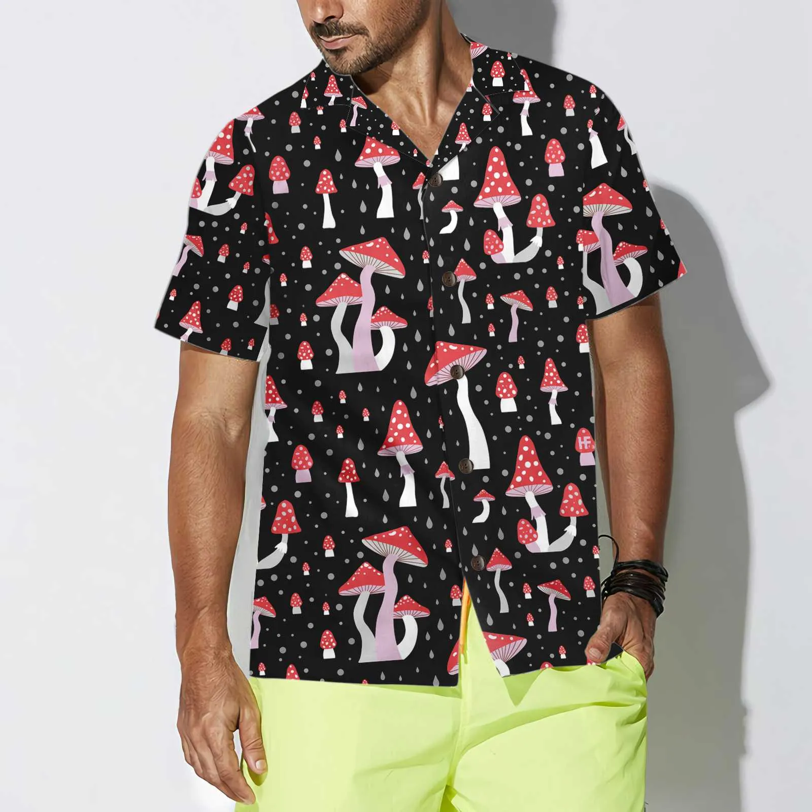 Beautiful Mushroom Hawaiian Shirt, Unique Mushroom Shirt, Mushroom Print Shirt