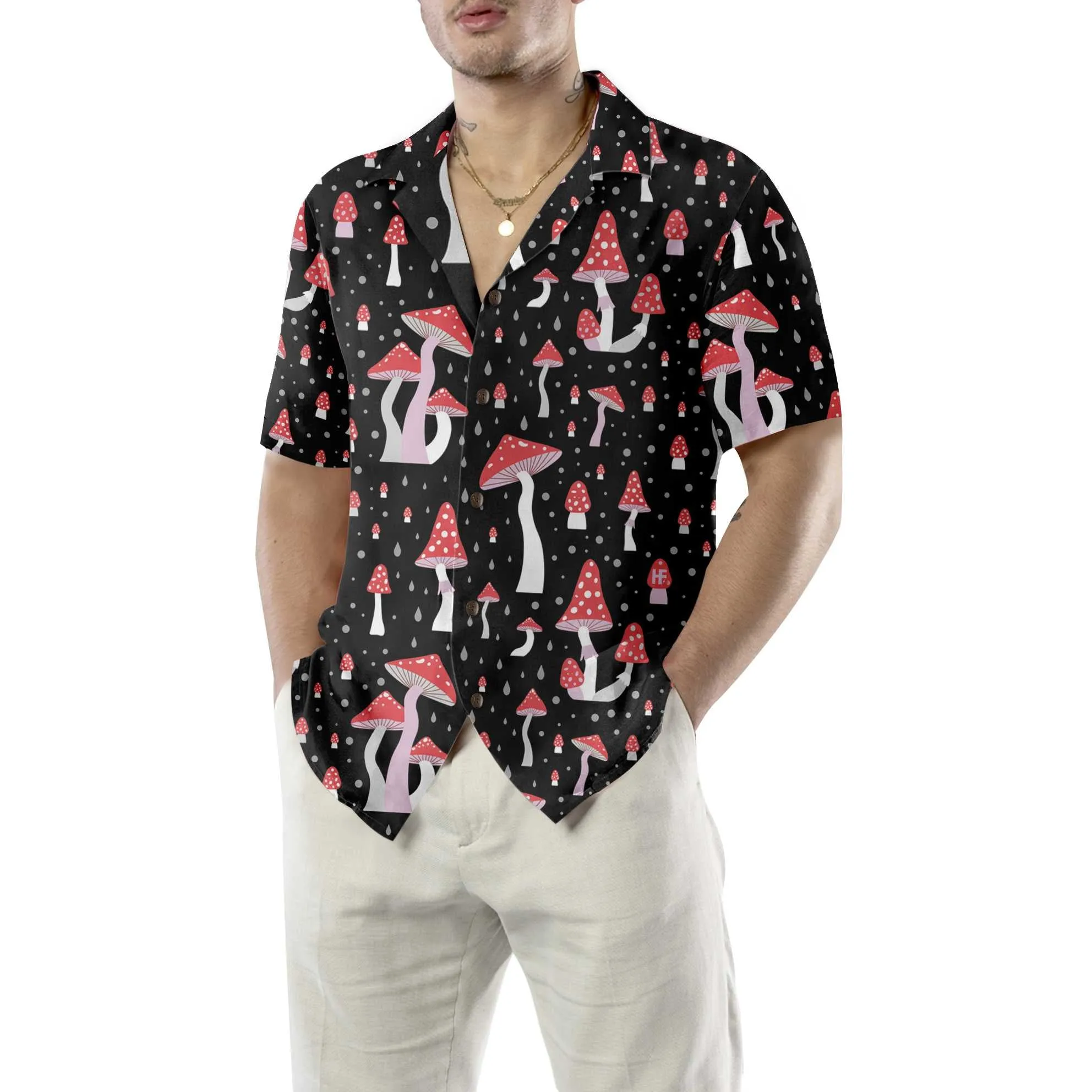 Beautiful Mushroom Hawaiian Shirt, Unique Mushroom Shirt, Mushroom Print Shirt