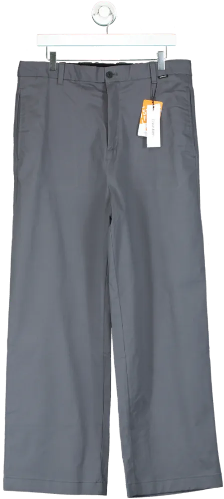 Calvin Klein Grey Relaxed Wide Fit Trousers UK L