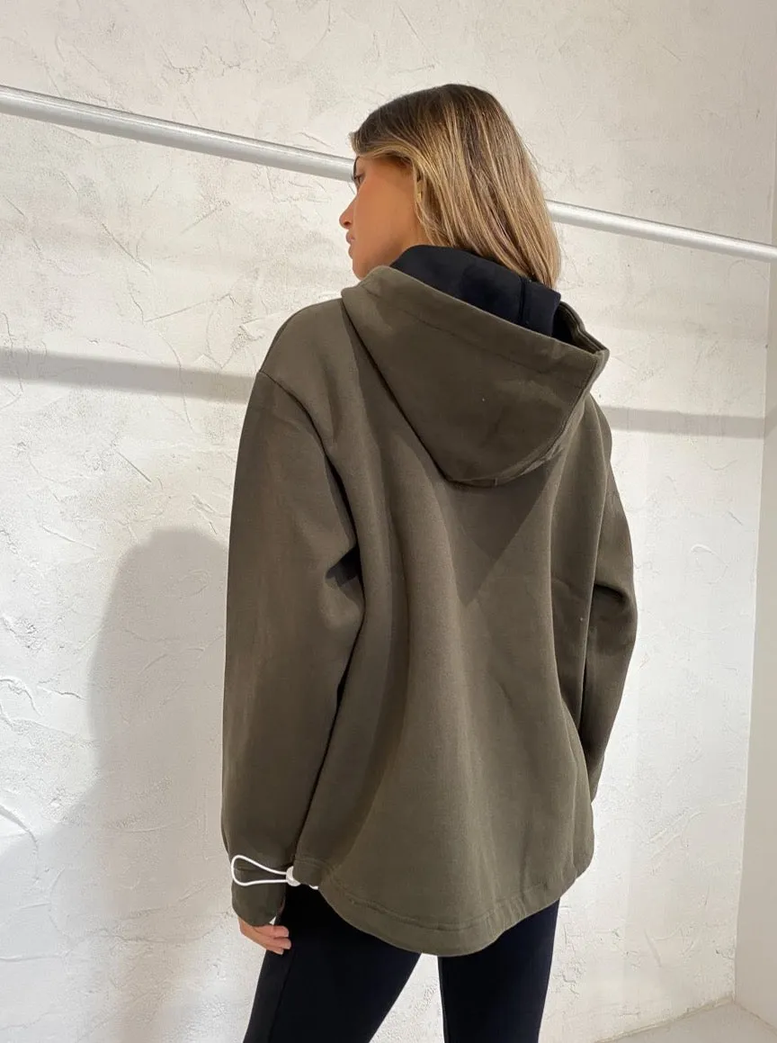 Camilla and Marc Aurora Bonded Hoodie In Dark Moss