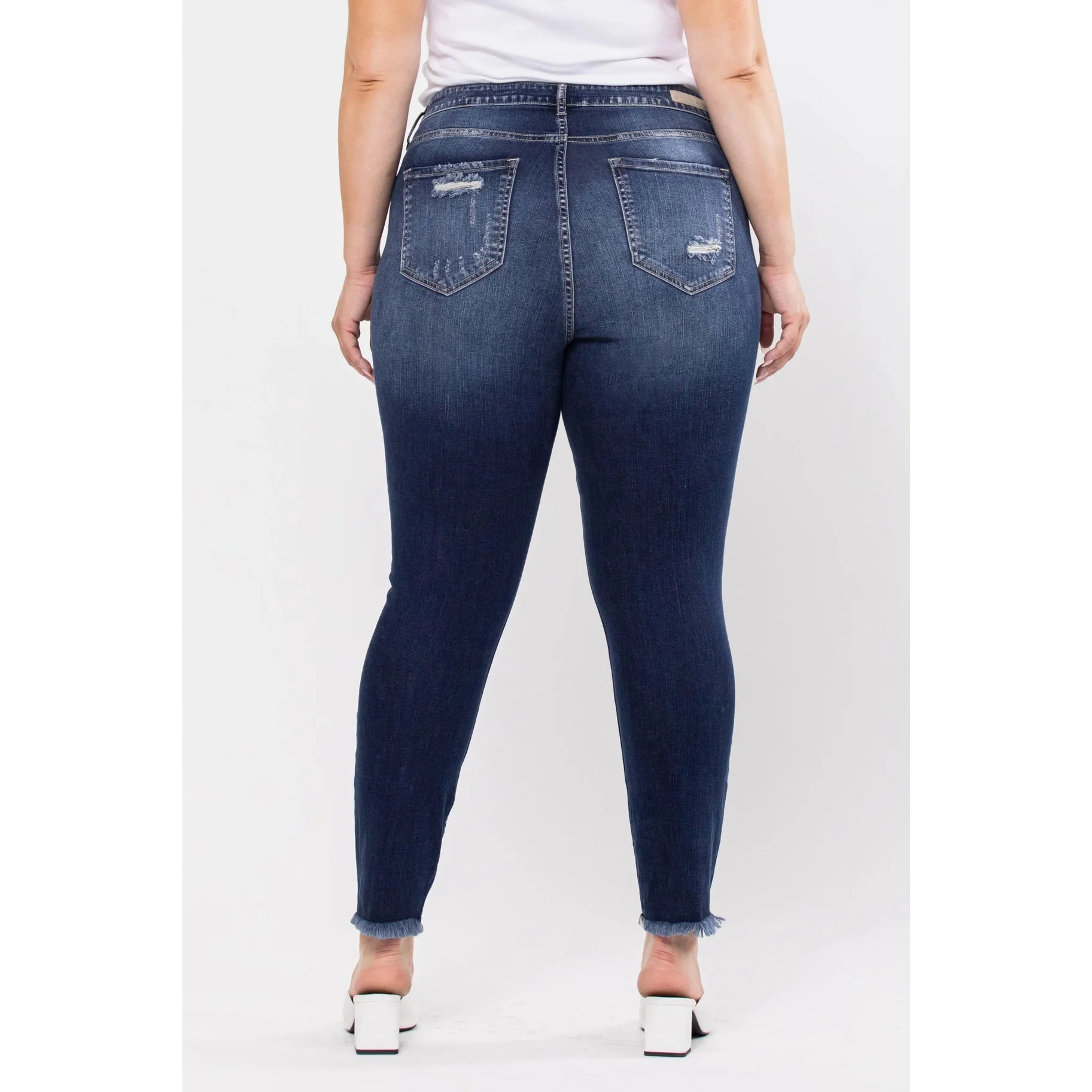 Cello Plus Size Stretchy Distressed Dark Wash Denim