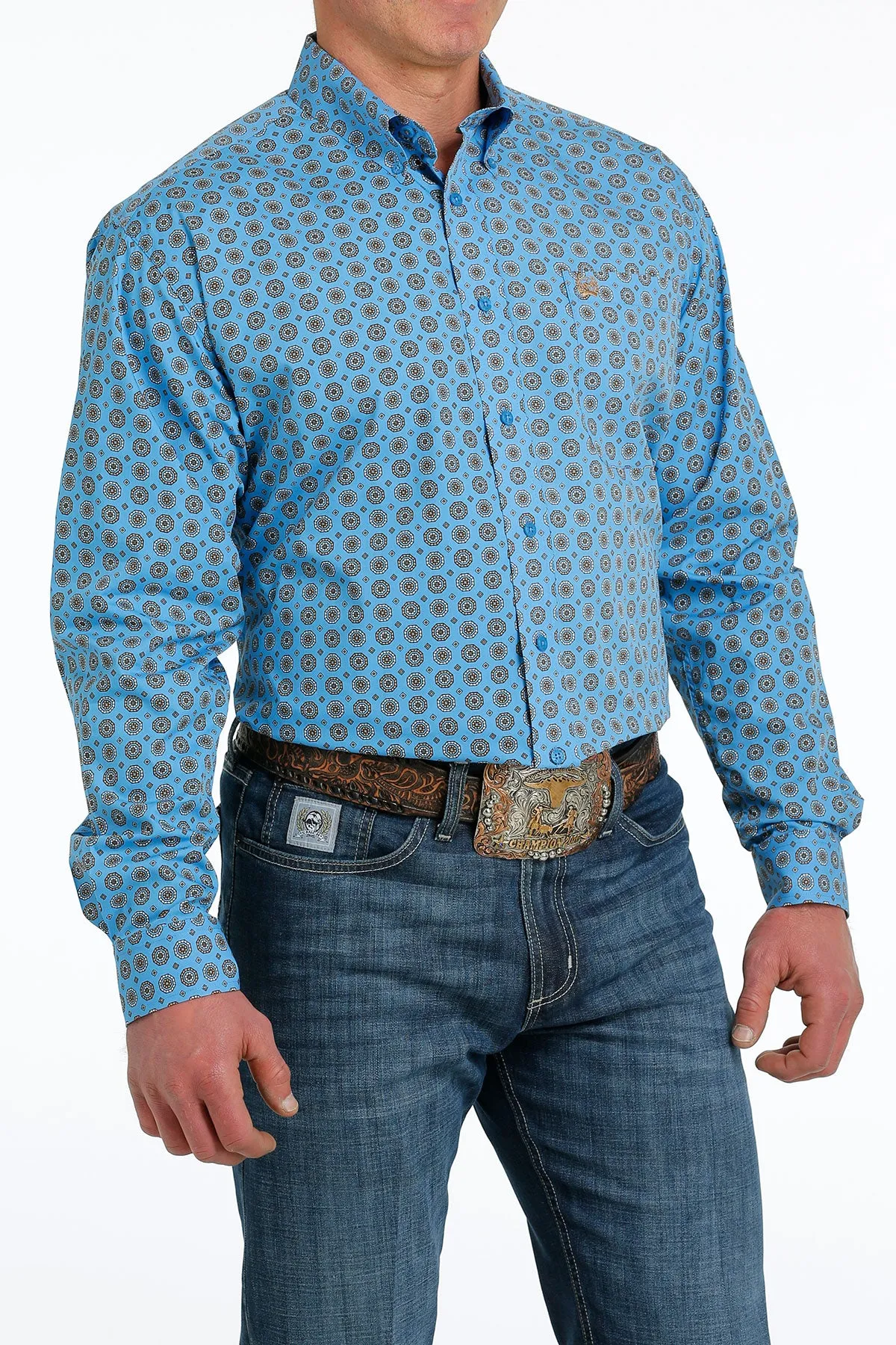 CINCH BLUE PRINT LONG SLEEVE SHIRT