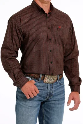 CINCH MENS BLACK & BROWN LONG SLEEVE SHIRT