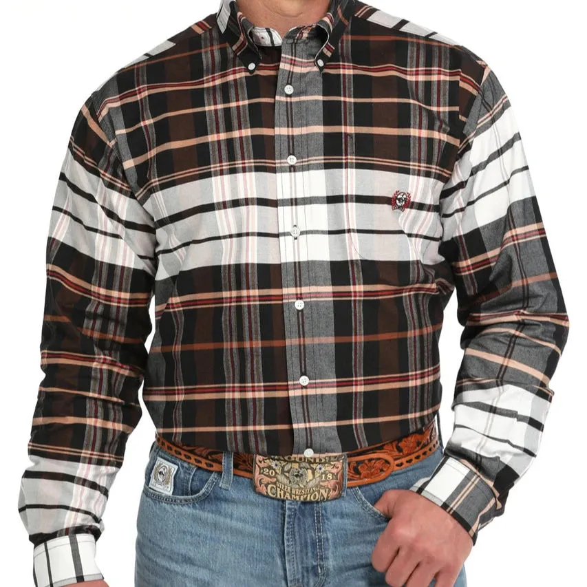 Cinch Men's L/S Classic Fit Oxford Plaid Western Button Down Shirt in Multi