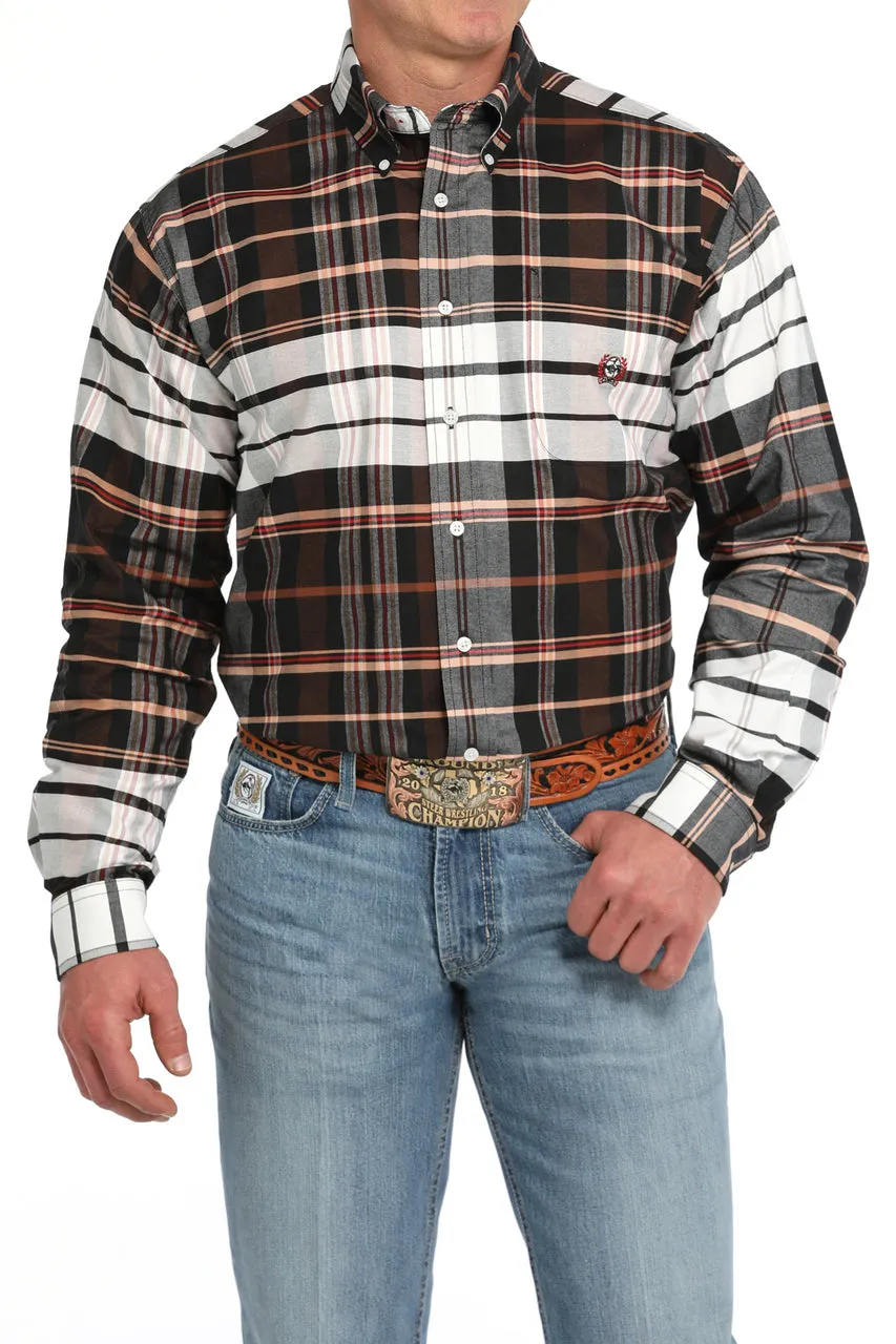 Cinch Men's L/S Classic Fit Oxford Plaid Western Button Down Shirt in Multi