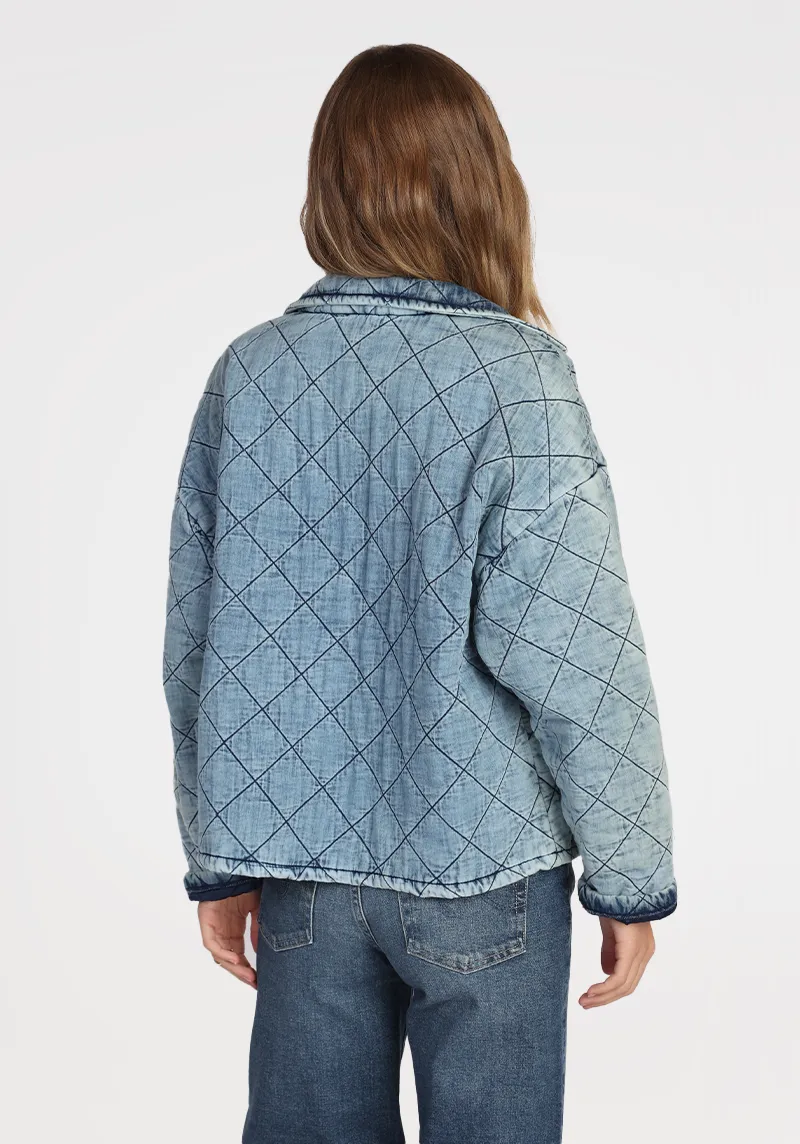 Claire Denim Satin Quilted Jacket