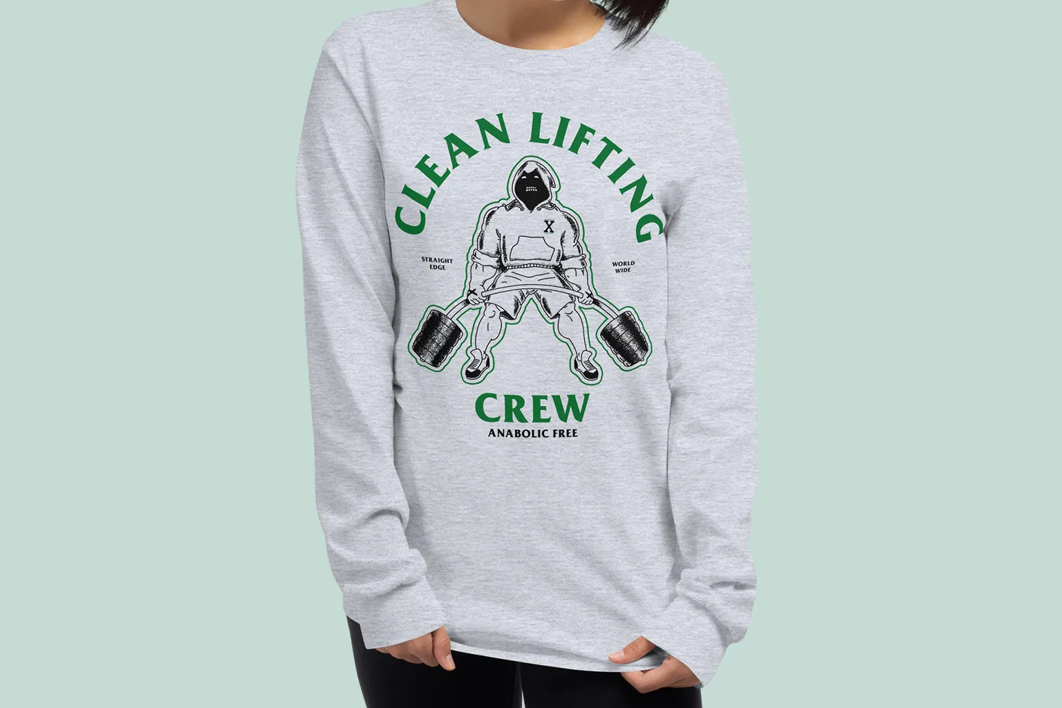 Clean Lifting Crew Long Sleeve Tee in Gray