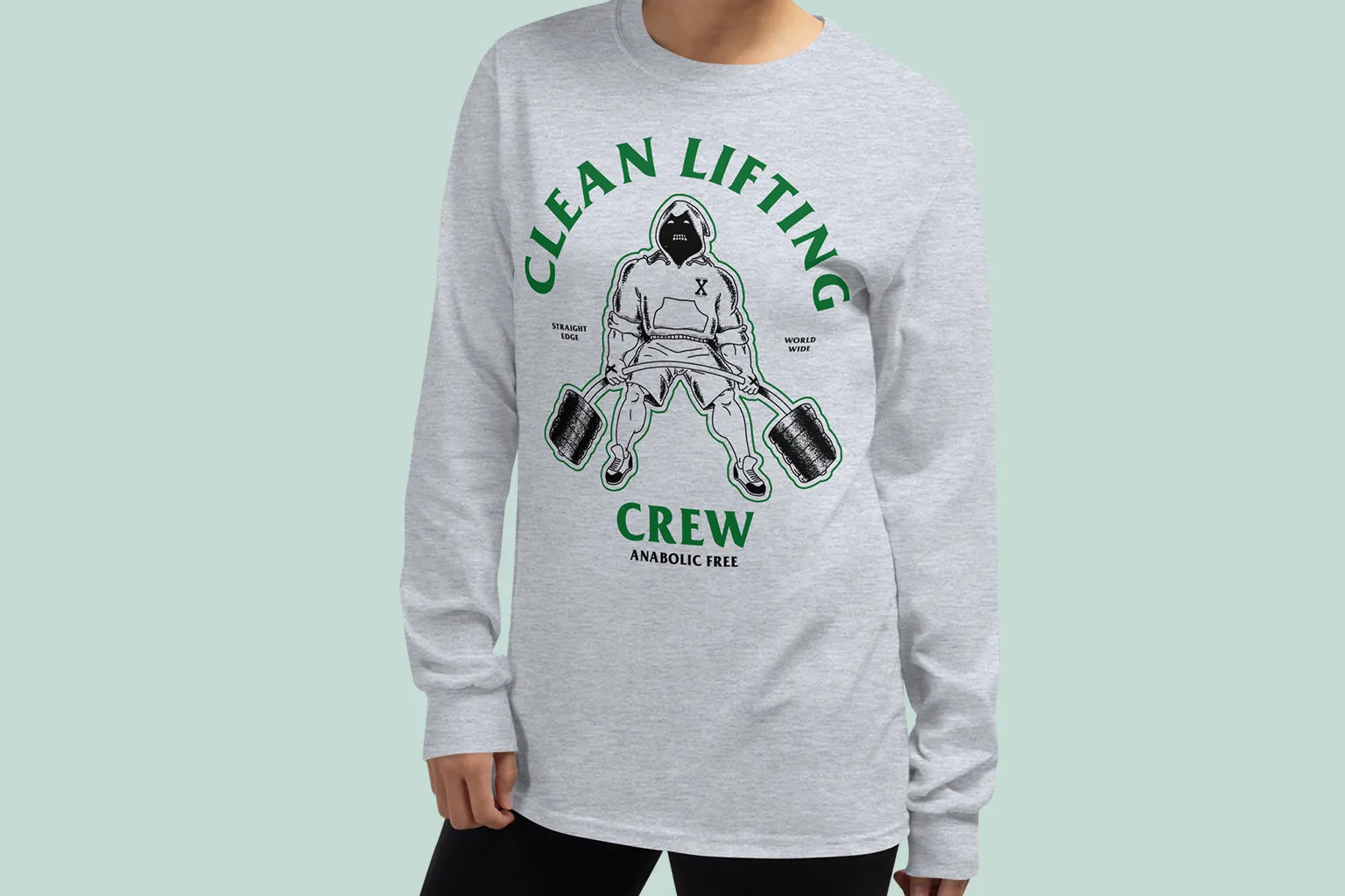 Clean Lifting Crew Long Sleeve Tee in Gray