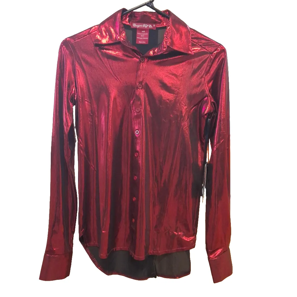 Cowgirl Tuff Metallic Red Pullover Button Up