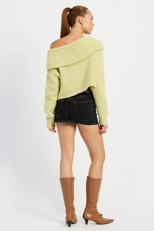 COWL NECK CROPPED SWEATER