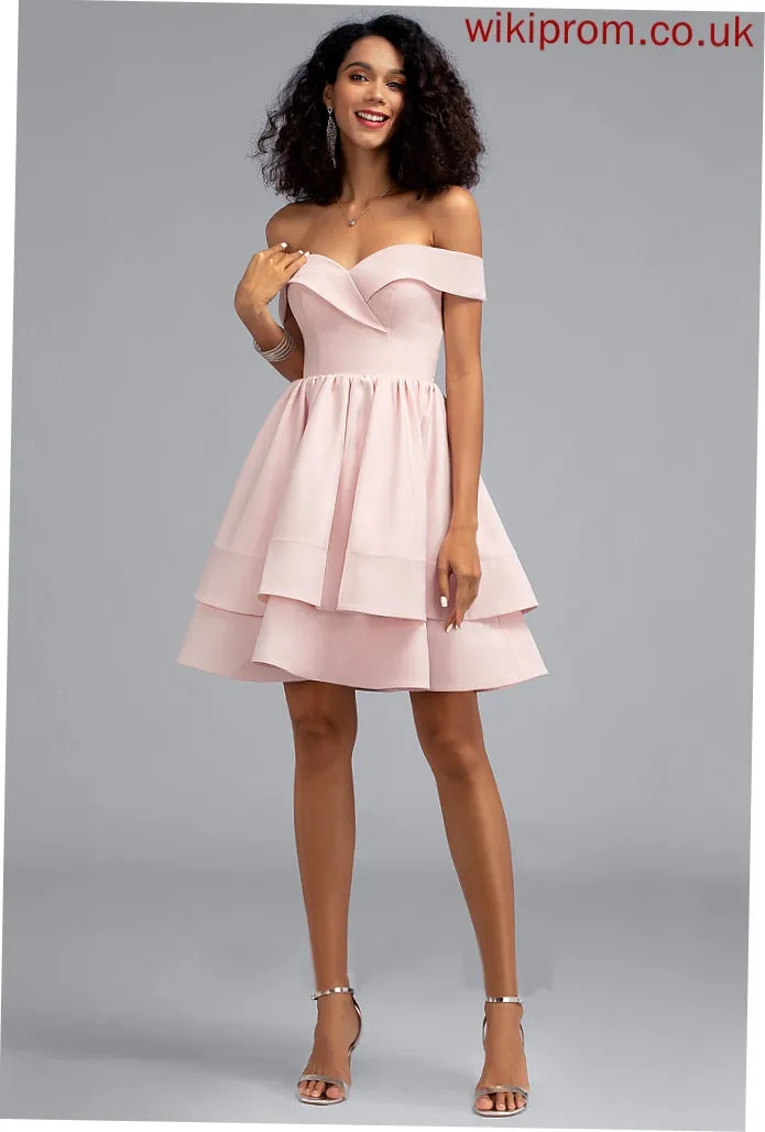 Crepe Stretch Crepe Dresses the A-line Mini Sleeveless Club Dresses Shoulder Xiomara Cascading Ruffles Off Stretch