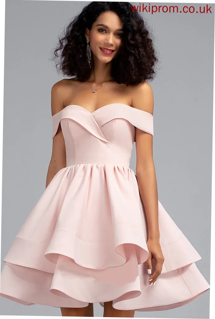 Crepe Stretch Crepe Dresses the A-line Mini Sleeveless Club Dresses Shoulder Xiomara Cascading Ruffles Off Stretch