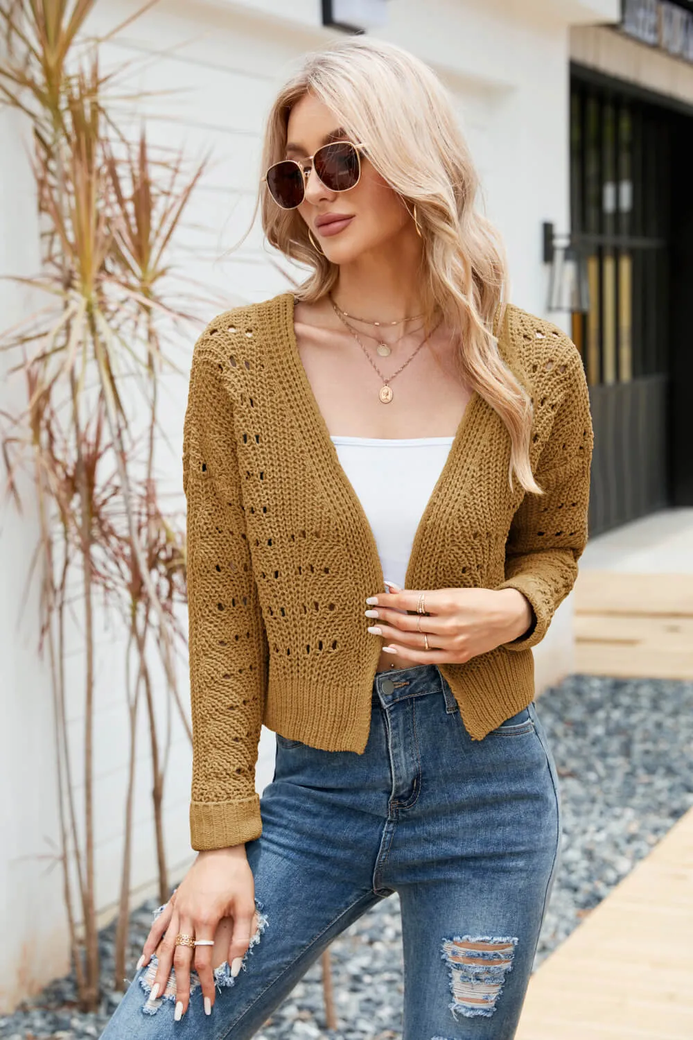 Cropped Boho Cardigan Sweater