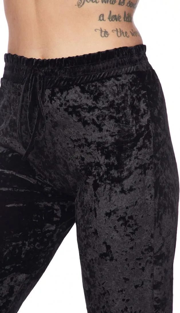 Crushed Velvet Drawstring Jogger Pants - Black (S-XXXL)