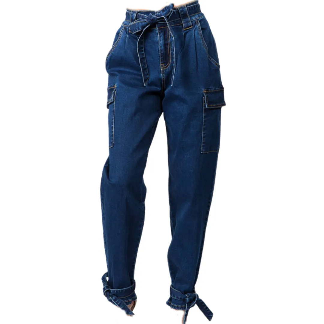 Denim Jogger with Ankle & Waist Tie