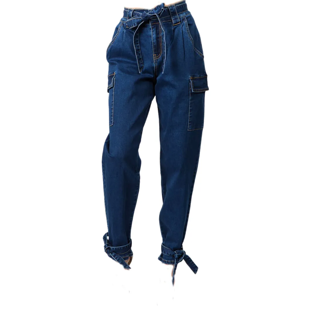 Denim Jogger with Ankle & Waist Tie