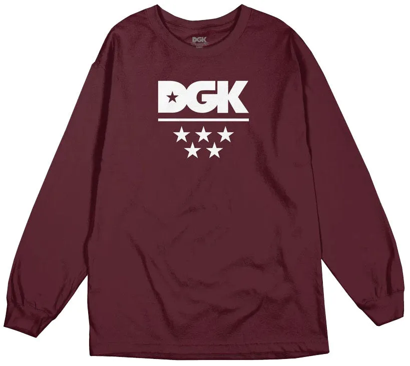 DGK All Star LS Tee, Burgundy