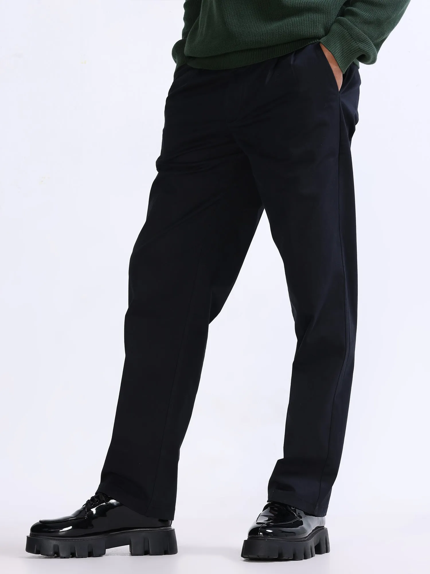 Duca Double Pleated Black Relaxed Pant