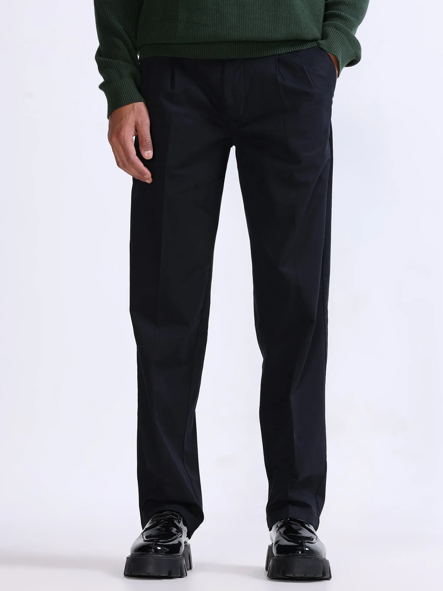 Duca Double Pleated Black Relaxed Pant