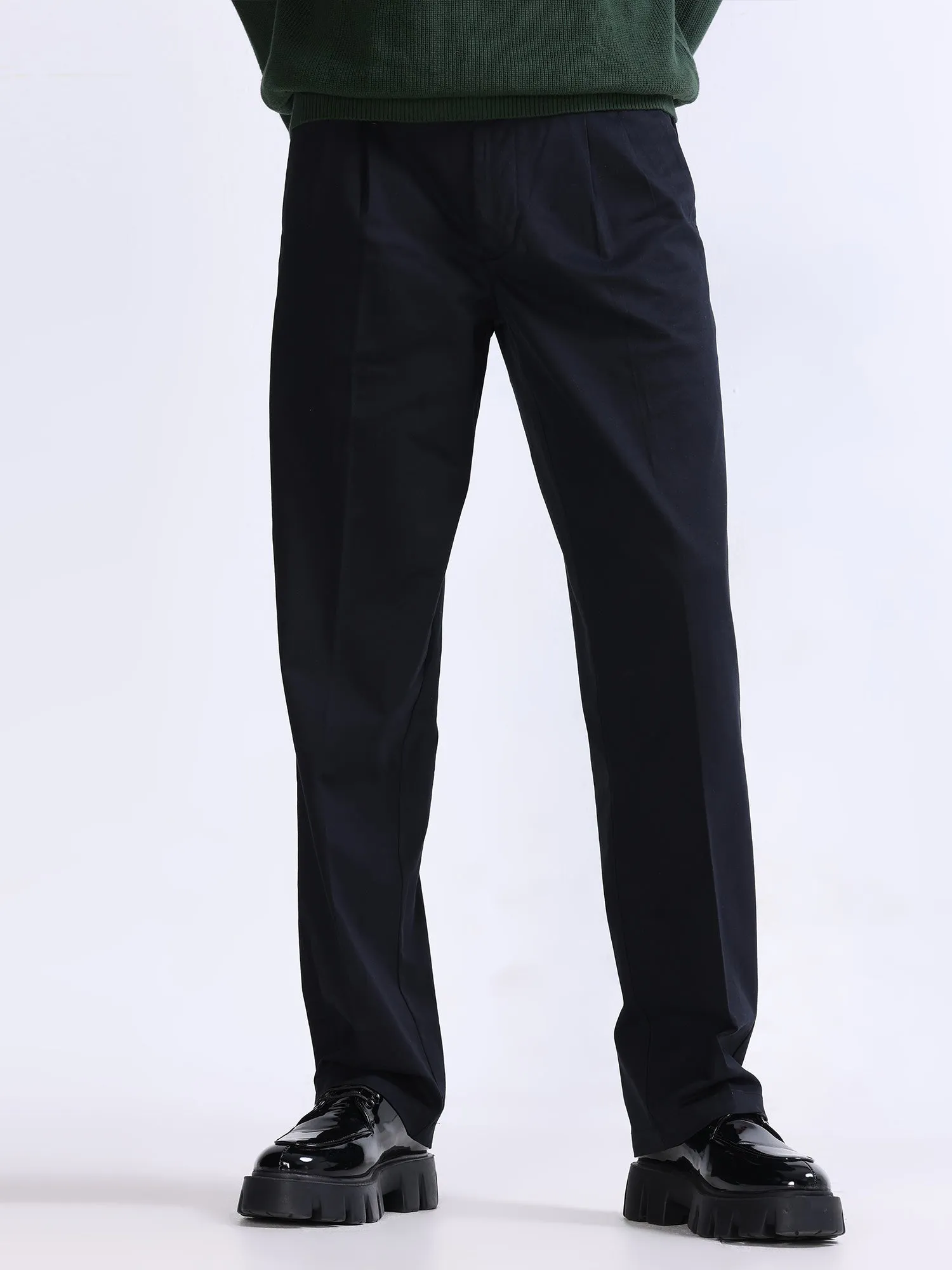 Duca Double Pleated Black Relaxed Pant