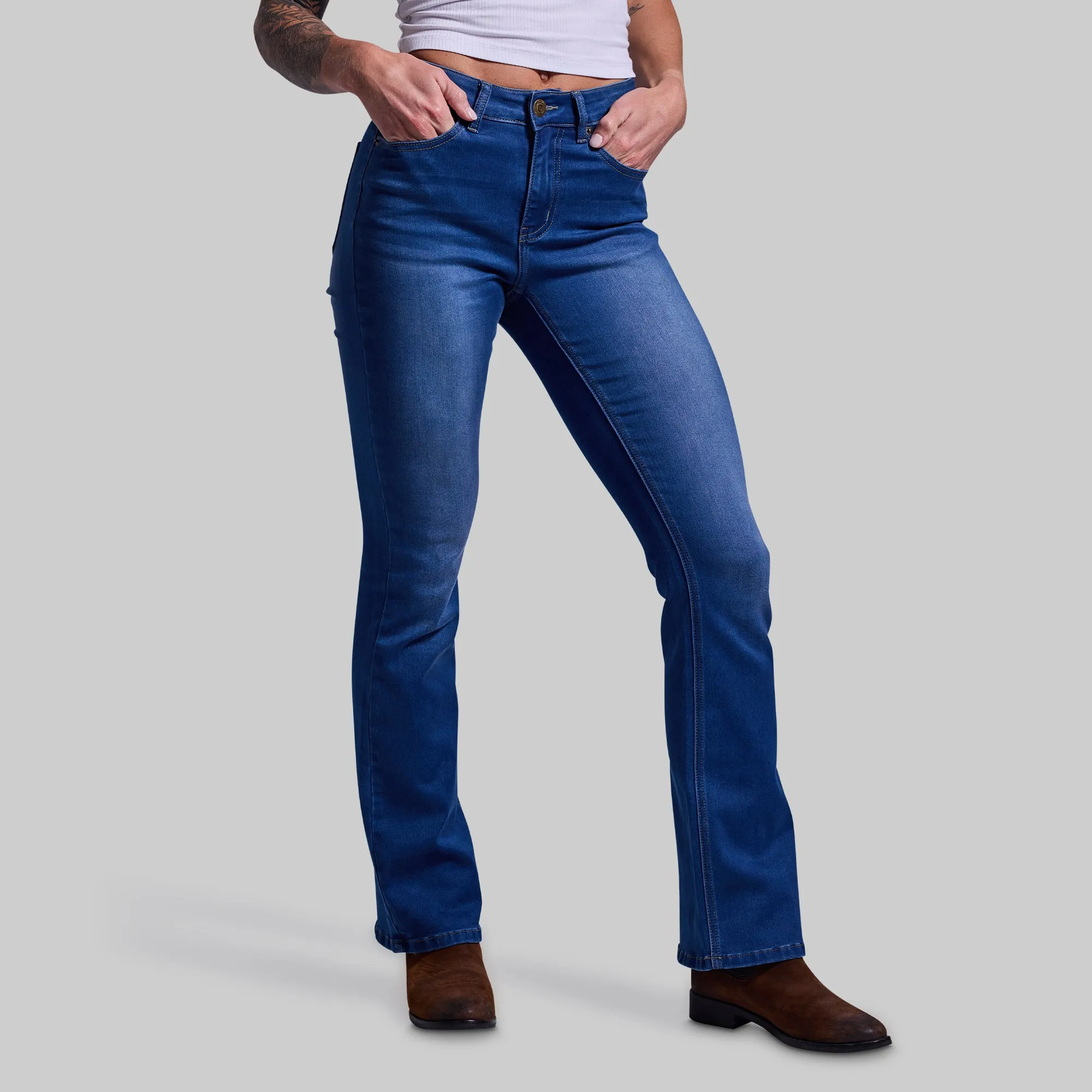 FLEX Stretchy Mid-Rise Boot Cut Jean (Mid Wash)