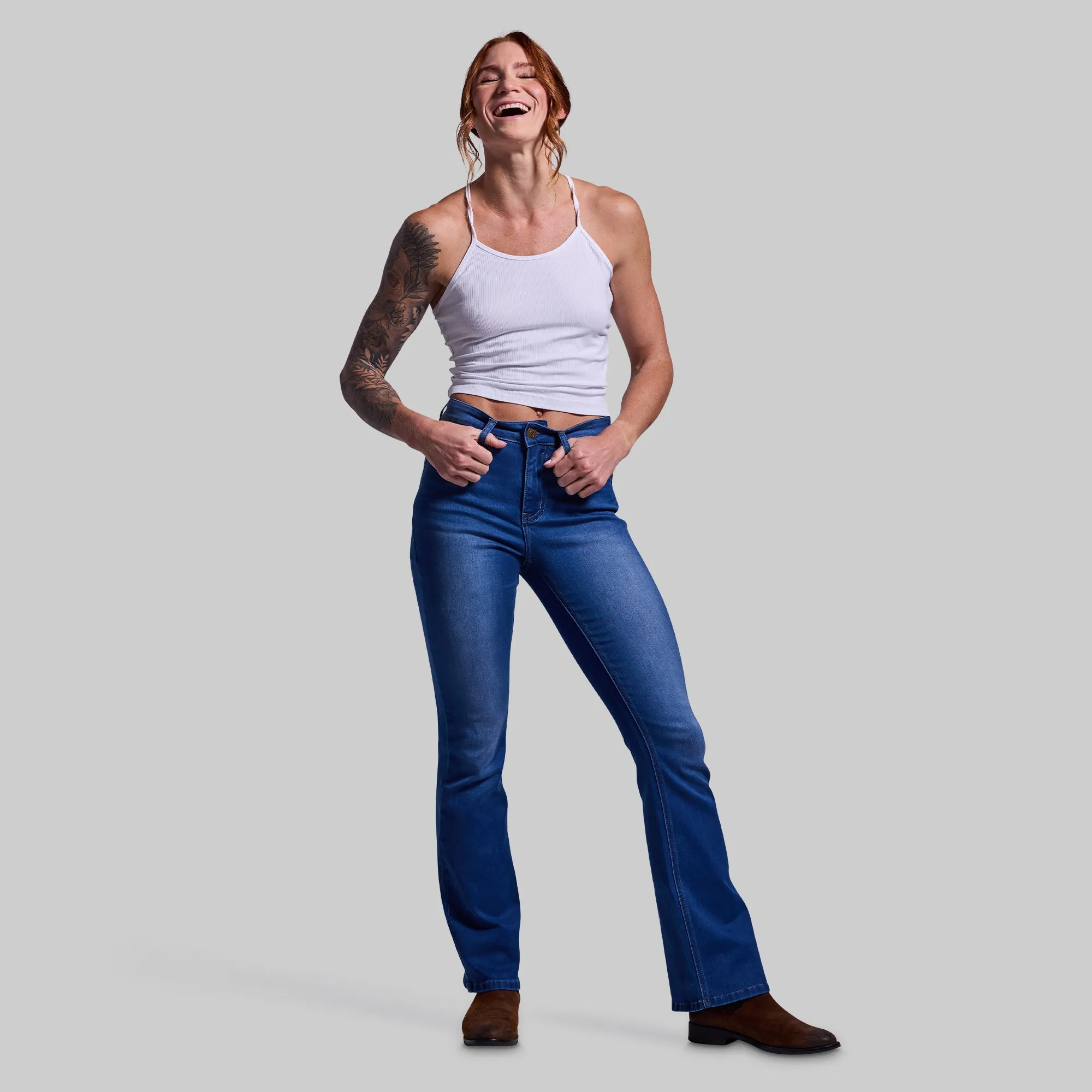 FLEX Stretchy Mid-Rise Boot Cut Jean (Mid Wash)