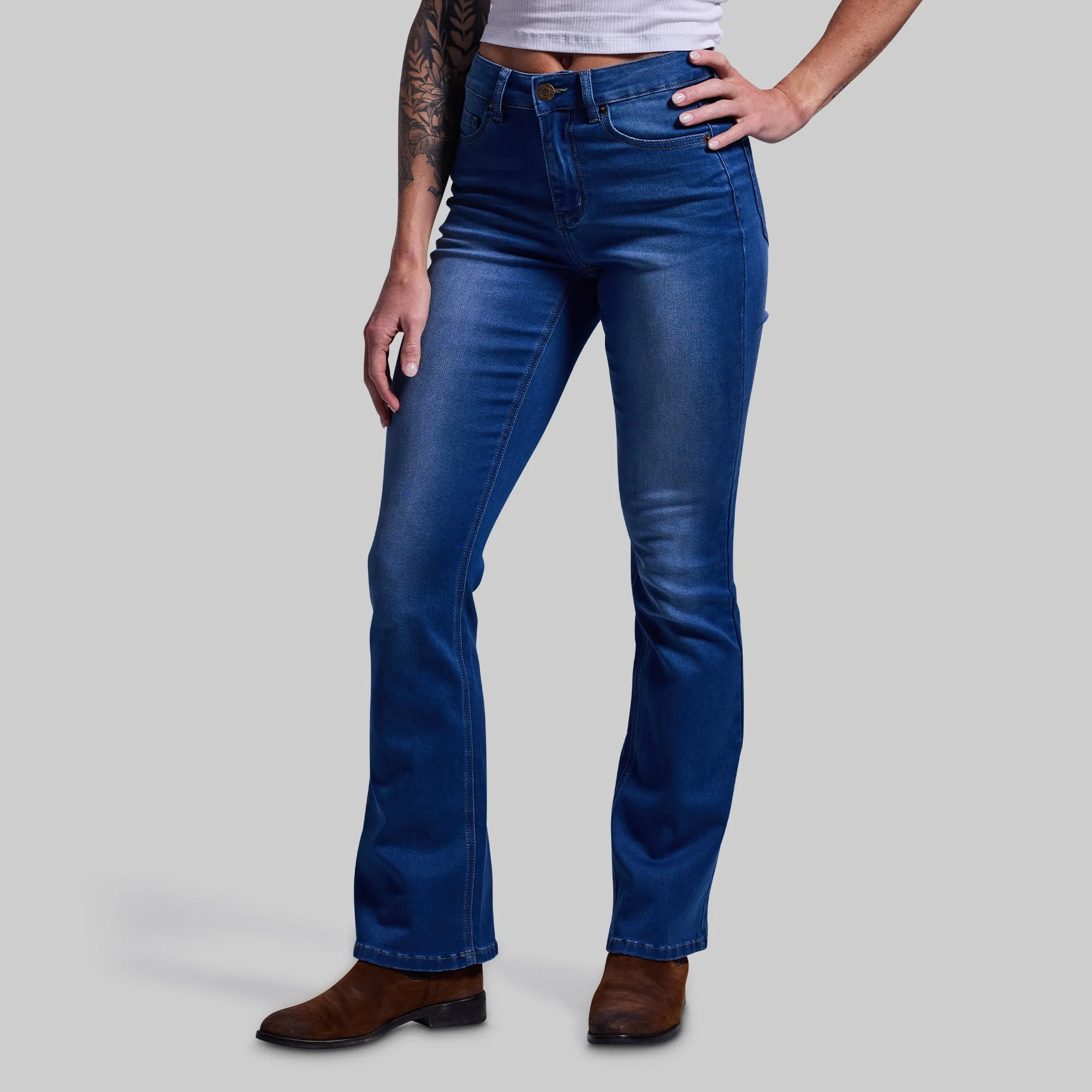 FLEX Stretchy Mid-Rise Boot Cut Jean (Mid Wash)