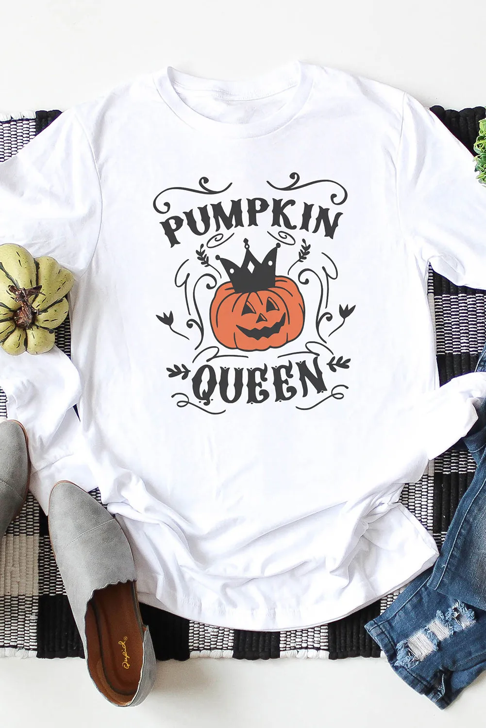 Halloween PUMPKIN QUEEN Graphic Print Long Sleeve Top