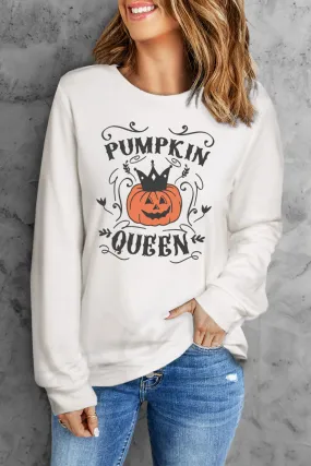 Halloween PUMPKIN QUEEN Graphic Print Long Sleeve Top