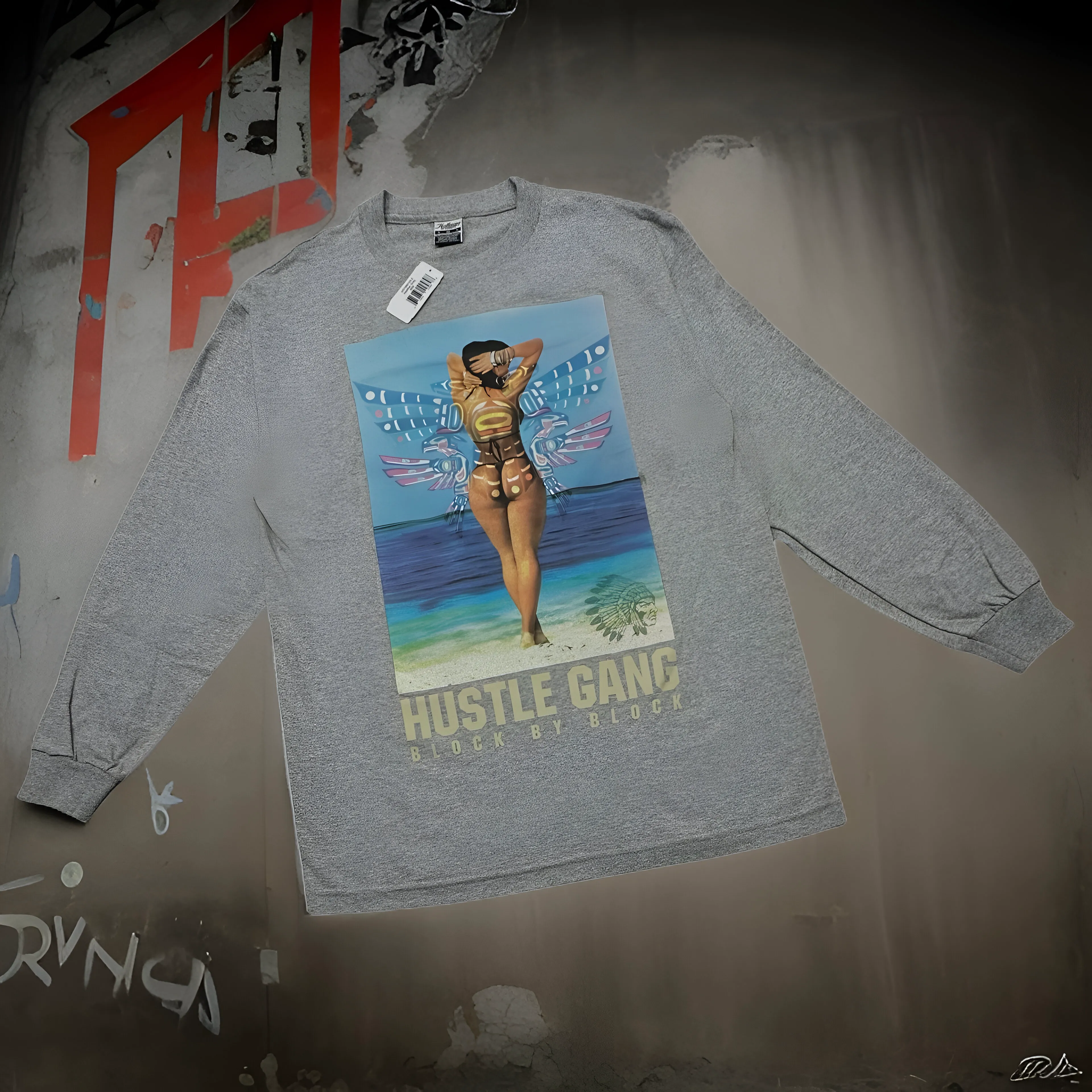 *HUSTLE GANG* (GREY) LONG SLEEVE T-SHIRT