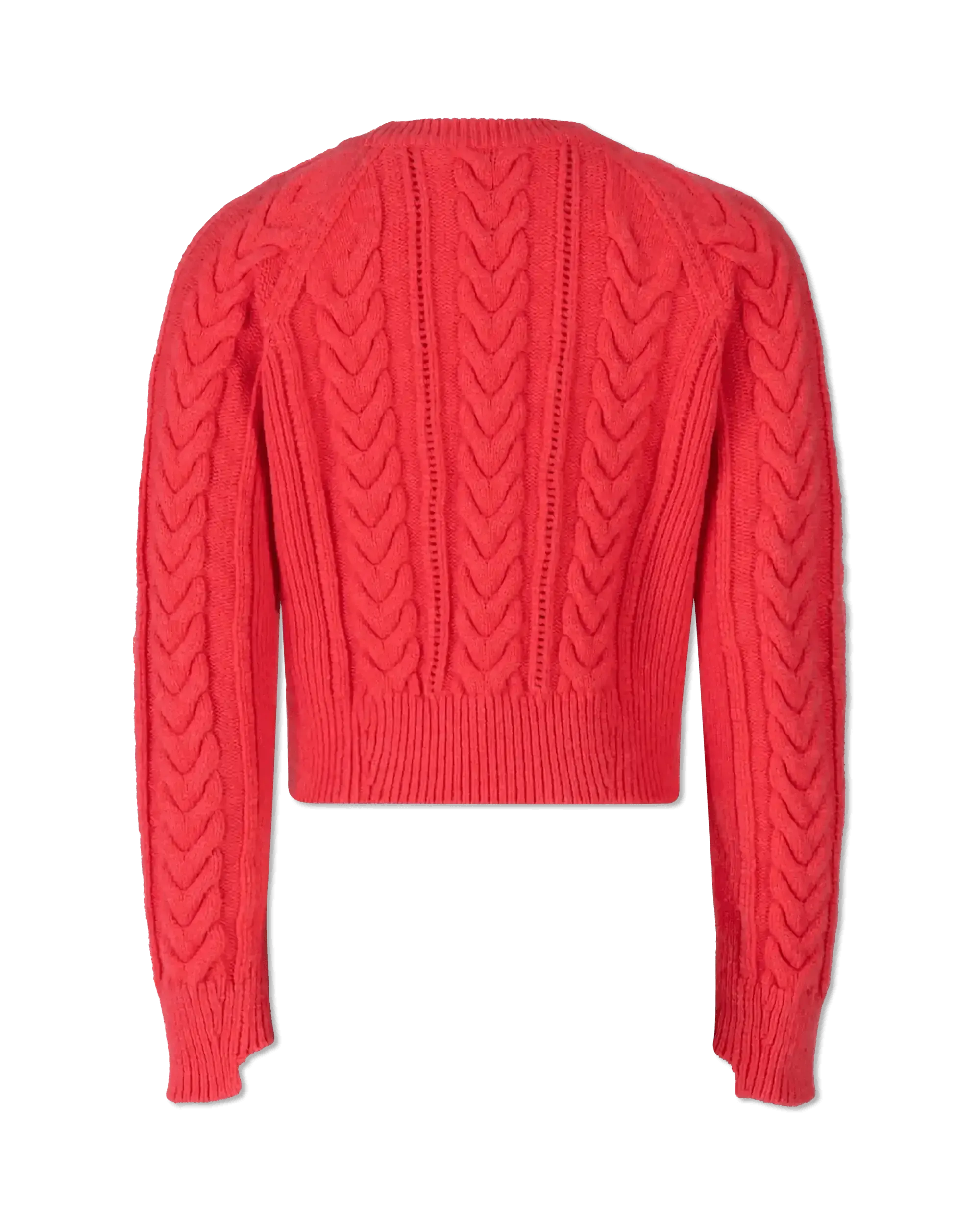 Intarsia Rib Crewneck Cropped Sweater