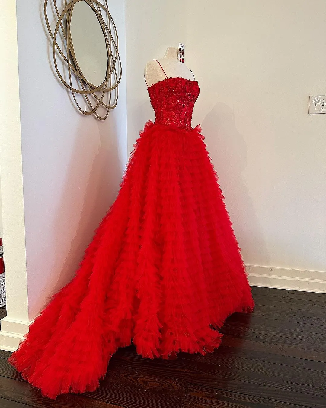 Jordan | A-Line Tiered Sequins Tulle Long Prom Dress