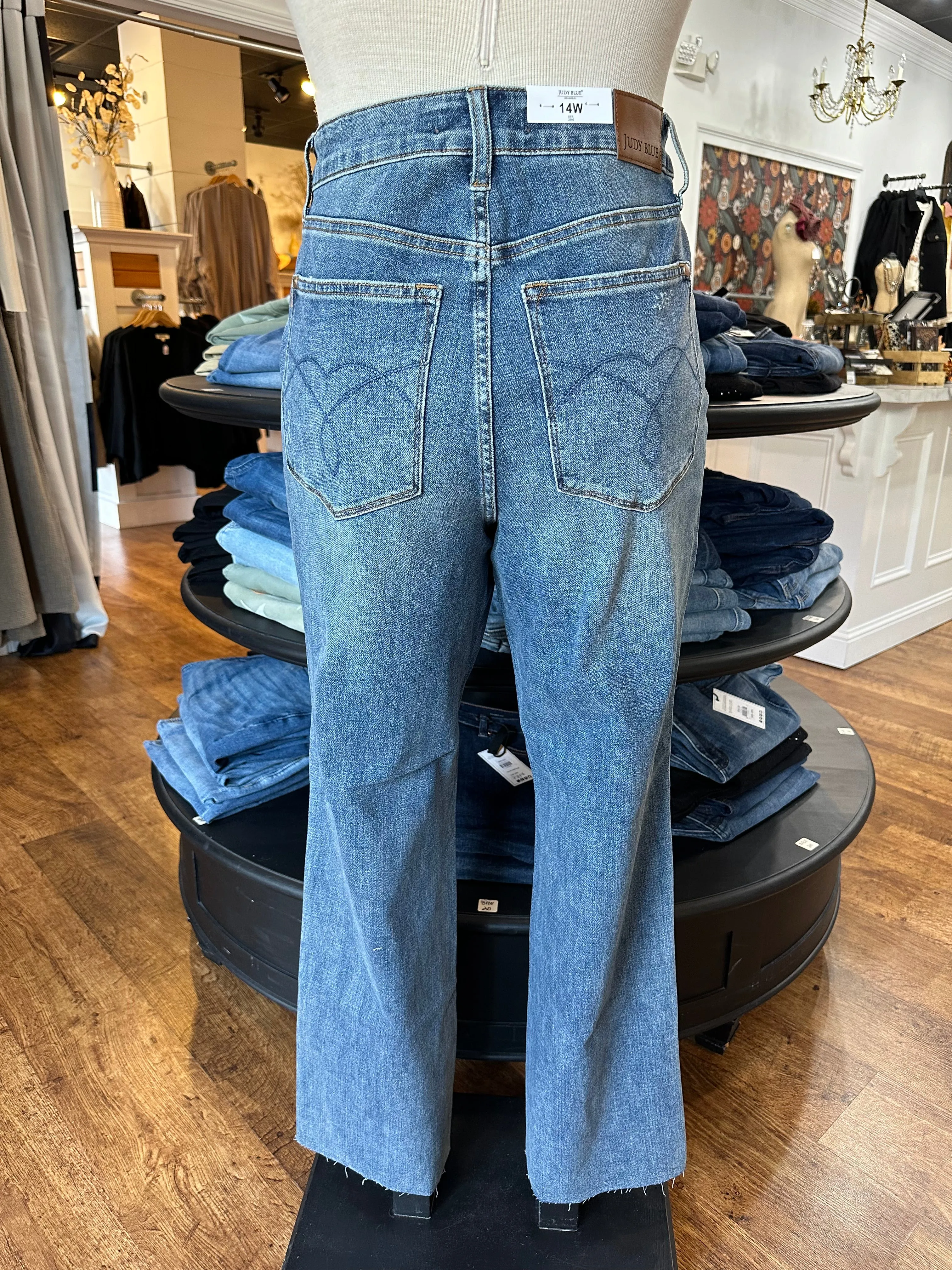 Judy Blue High Waist Tummy Control Raw Hem Straight Jean ~ ARABELLA