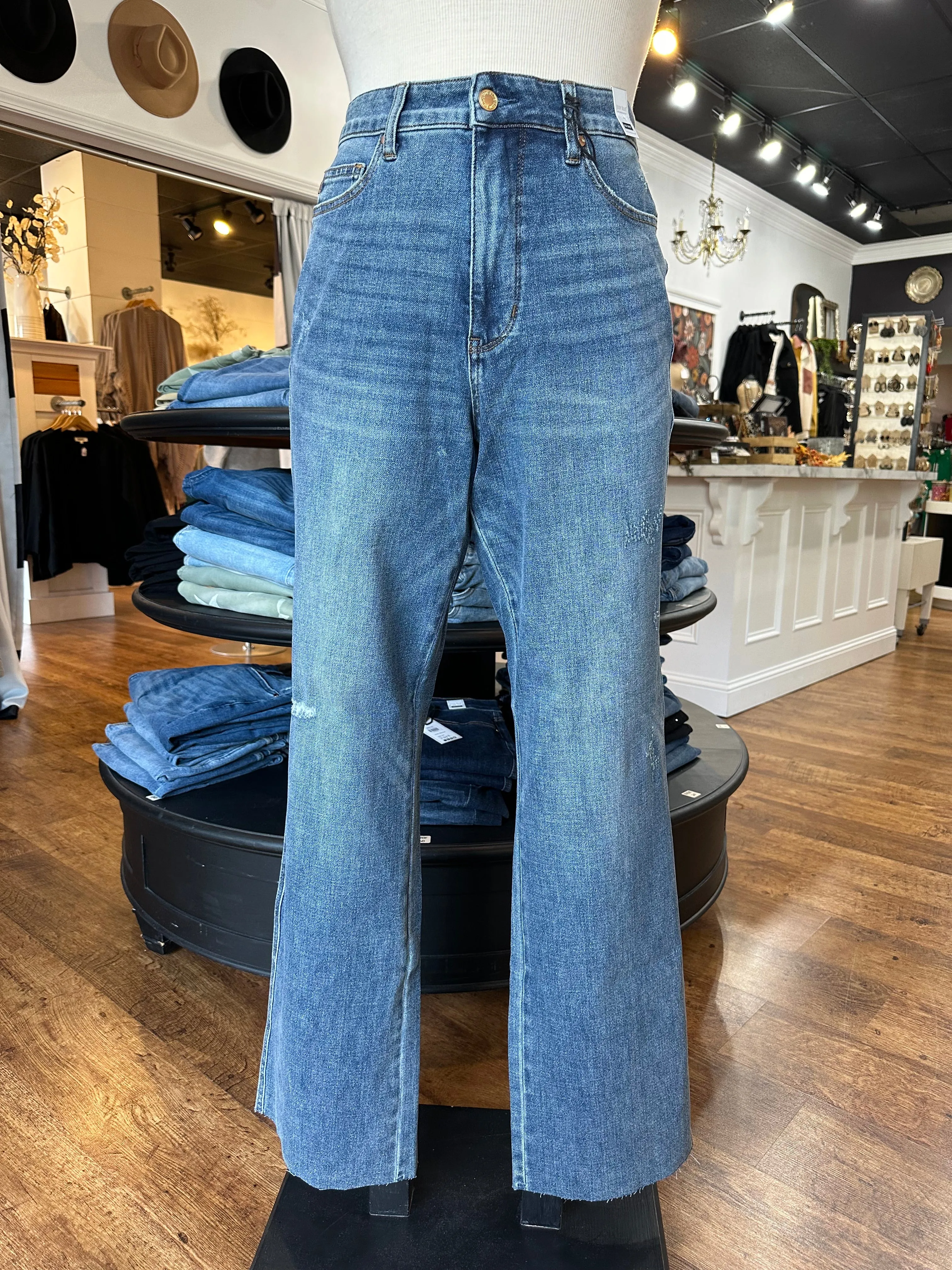 Judy Blue High Waist Tummy Control Raw Hem Straight Jean ~ ARABELLA