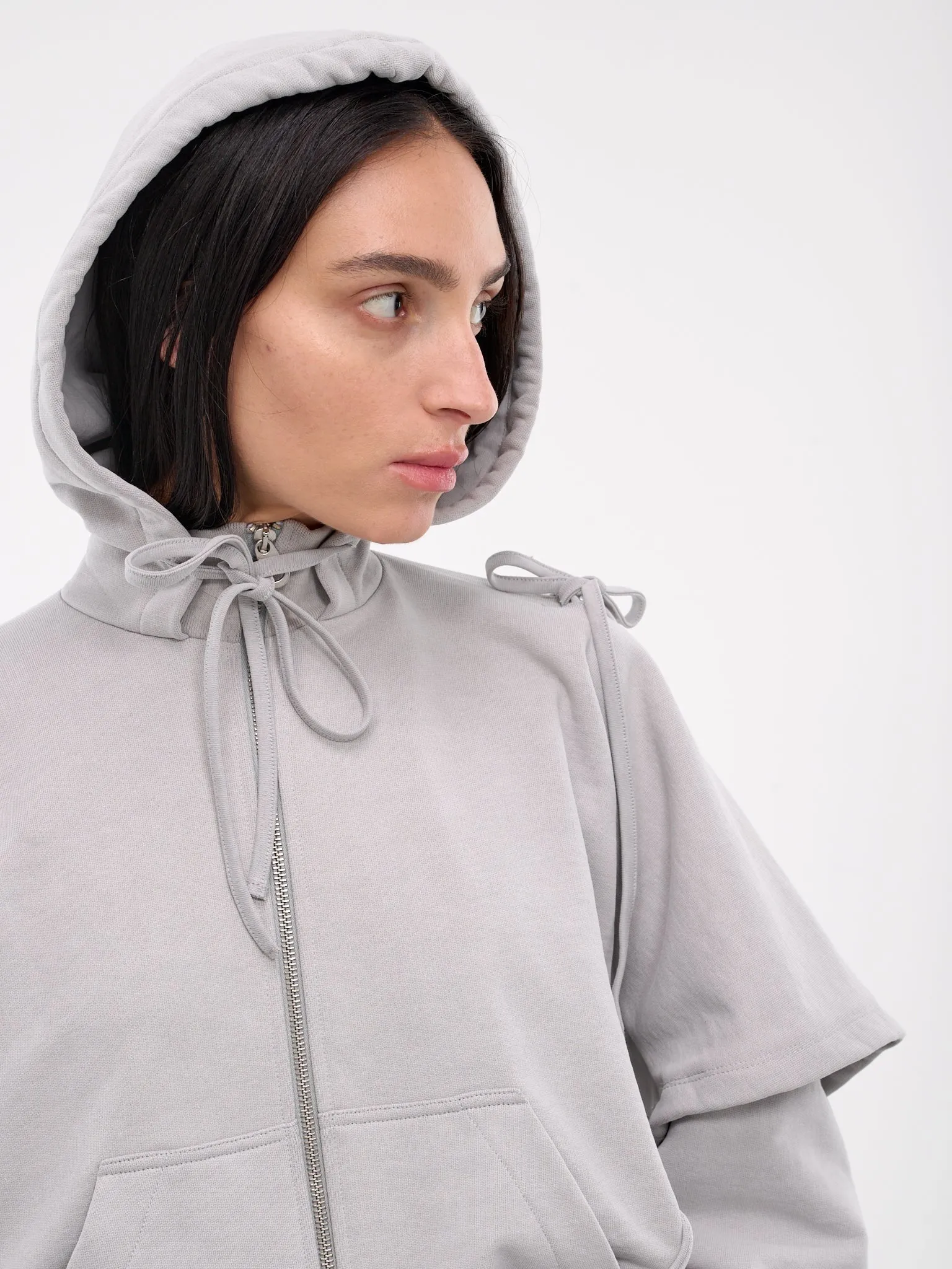 Long Sleeve Cropped Asymmetrical High Neck Hoodie