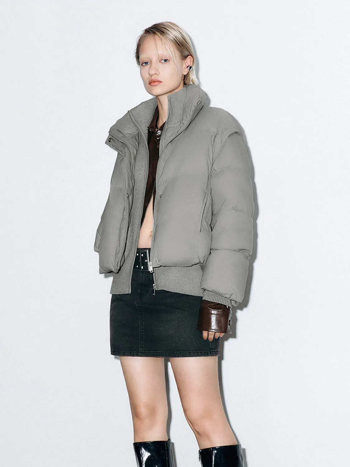 Loose Zip Front Puffer Jackets